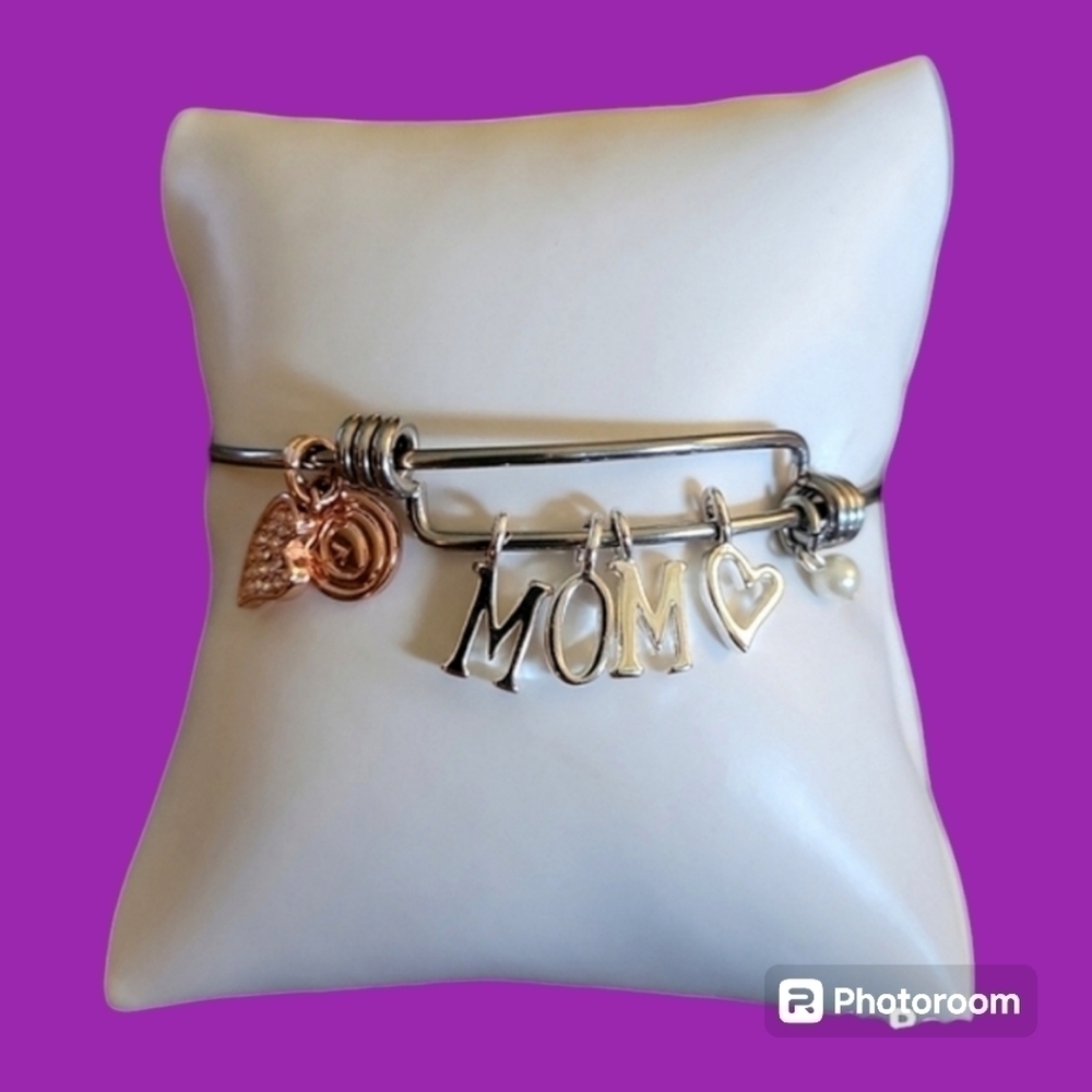 UNWRITTEN Mom Heart Charm Bangle Bracelet